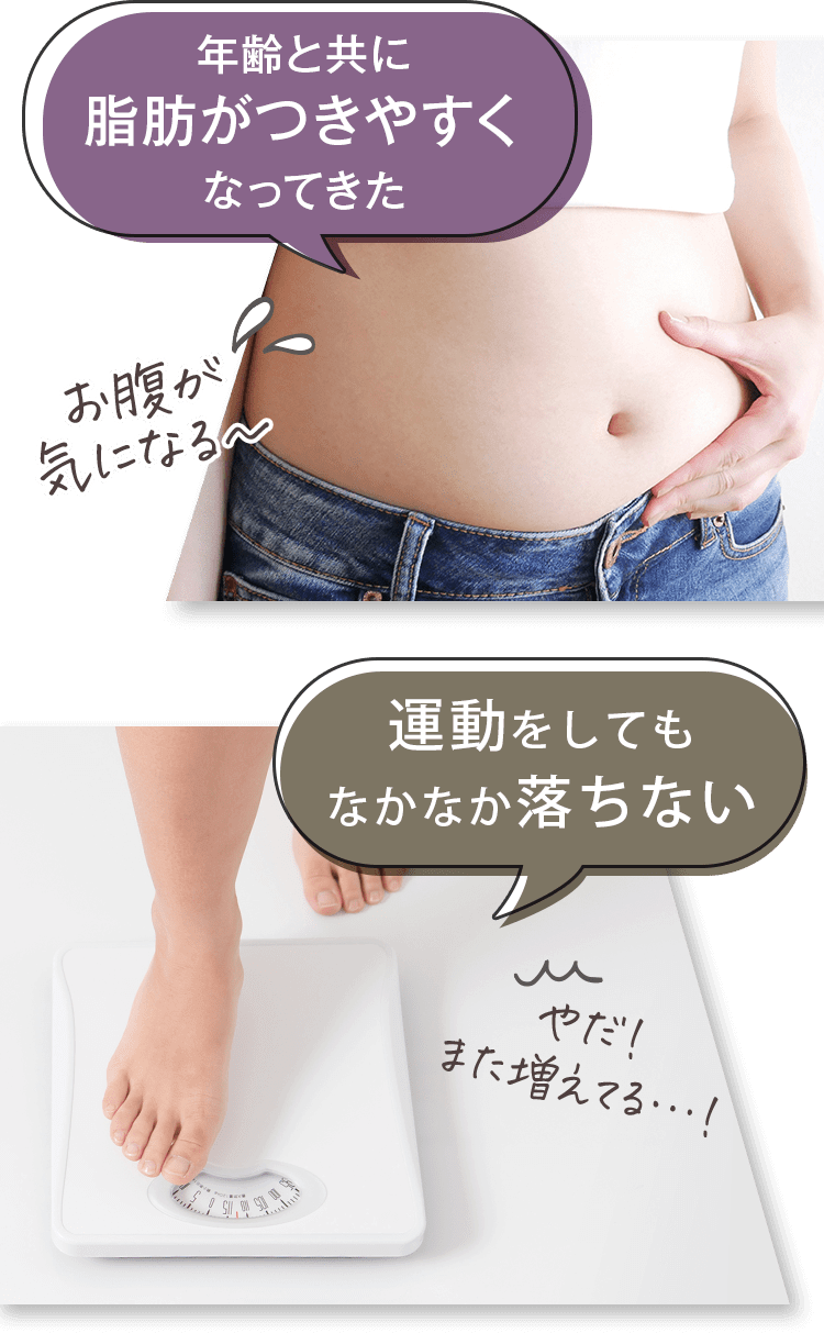 年齢と共に脂肪がつきやすくなってきたお腹が気になる～運動をしてもなかなか落ちないやだ！また増えてる…！